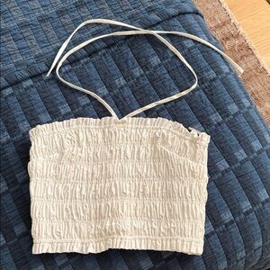 Cream Smocked Halter Top